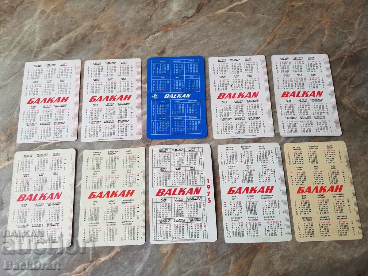 Auction  Lot of 10 Social Calendars BGA Balkan Airlines