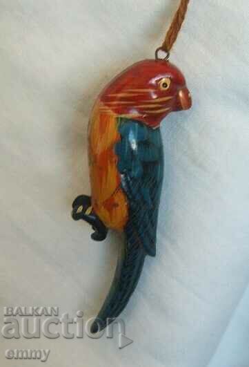 Стара ламаринена играчка фигурка папагал