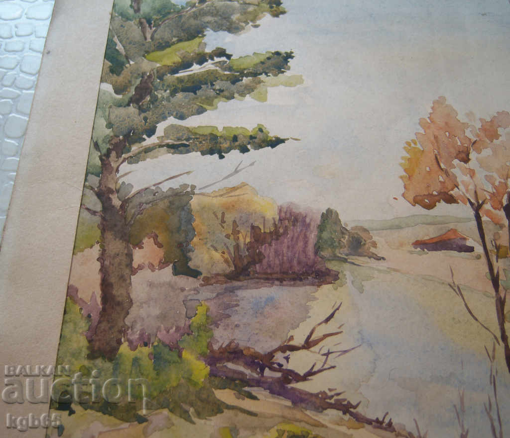 Auction Old painting. Landscape watercolor. Auction Old painting. Landscape watercolor.