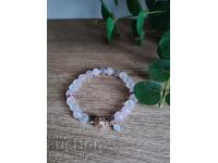 Bracelet made of frosted and rose Quartz, Moonstone and 14k gold-plated