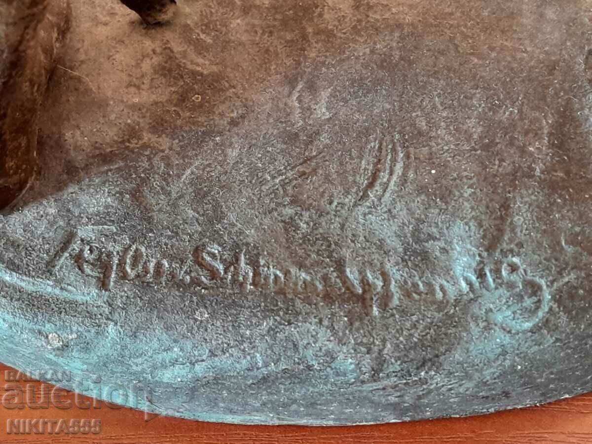 Стара авторска бронзова фигура,статуетка - 6 Стара авторска бронзова фигура,статуетка - 6