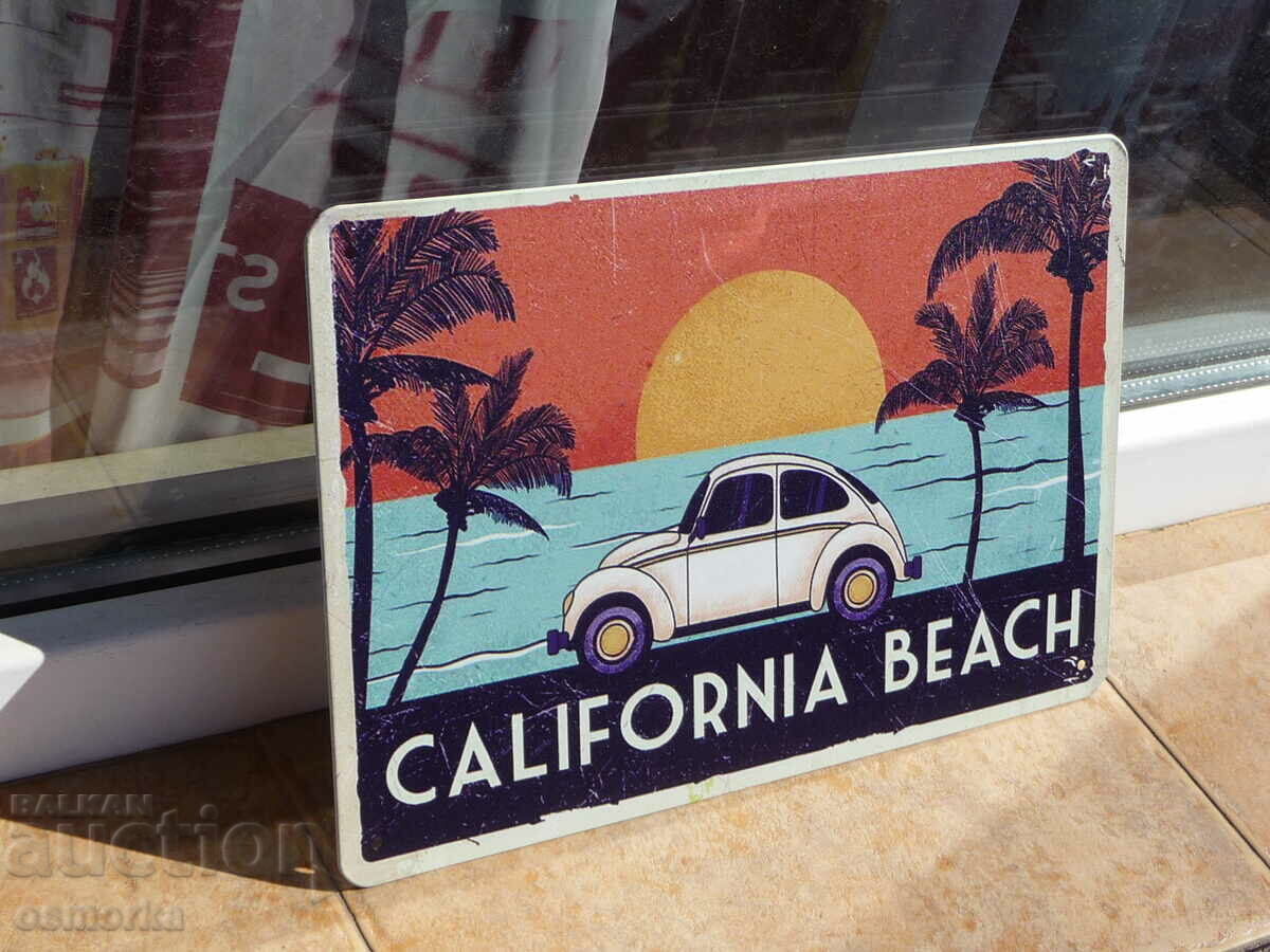 Metal plate car Volkswagen California beach sunrise sunset with price 18.00 BGN | € 9.20 Metal plate car Volkswagen California beach sunrise sunset with price 18.00 BGN | € 9.20