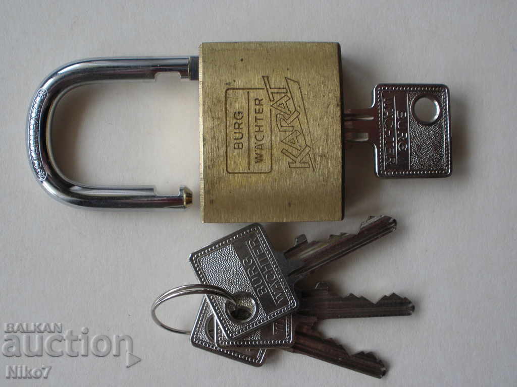 Auction  German padlock "BURG" with keys.