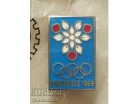 Jocurile Olimpice de iarnă din 1968 Grenoble - insignă