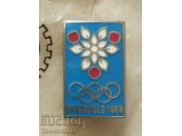 1968 Winter Olympic Games Grenoble - badge