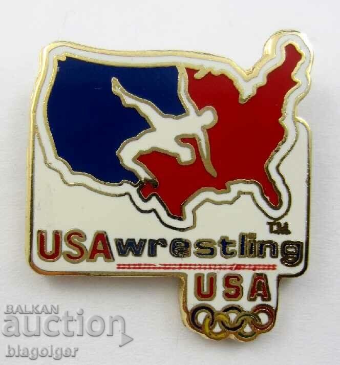 USA OLYMPIC WRESTLING TEAM- OLYMPIC BADGE with price 13.99 BGN | € 7.15 USA OLYMPIC WRESTLING TEAM- OLYMPIC BADGE with price 13.99 BGN | € 7.15