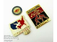 LOT DE 3 insigne--ECHIPA DE LUPTE OLIMPICE A SUA