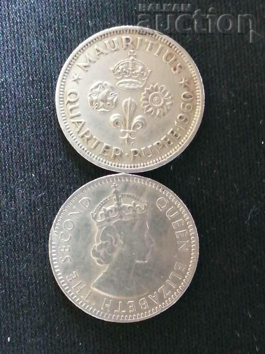 1/4 rupie 1960 Mauritius.
