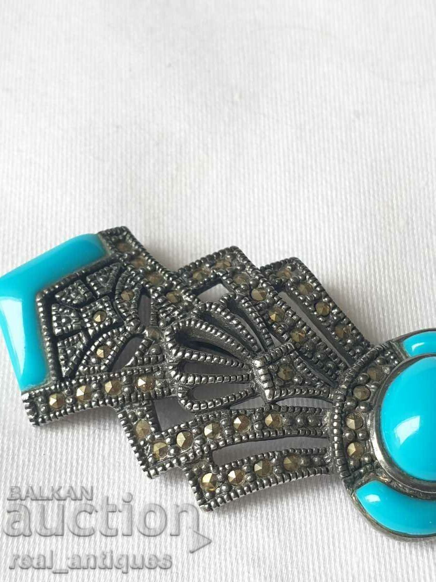 Сребърна брошка с тюркоаз с цена 179.00 лв. | € 91.52 Сребърна брошка с тюркоаз с цена 179.00 лв. | € 91.52