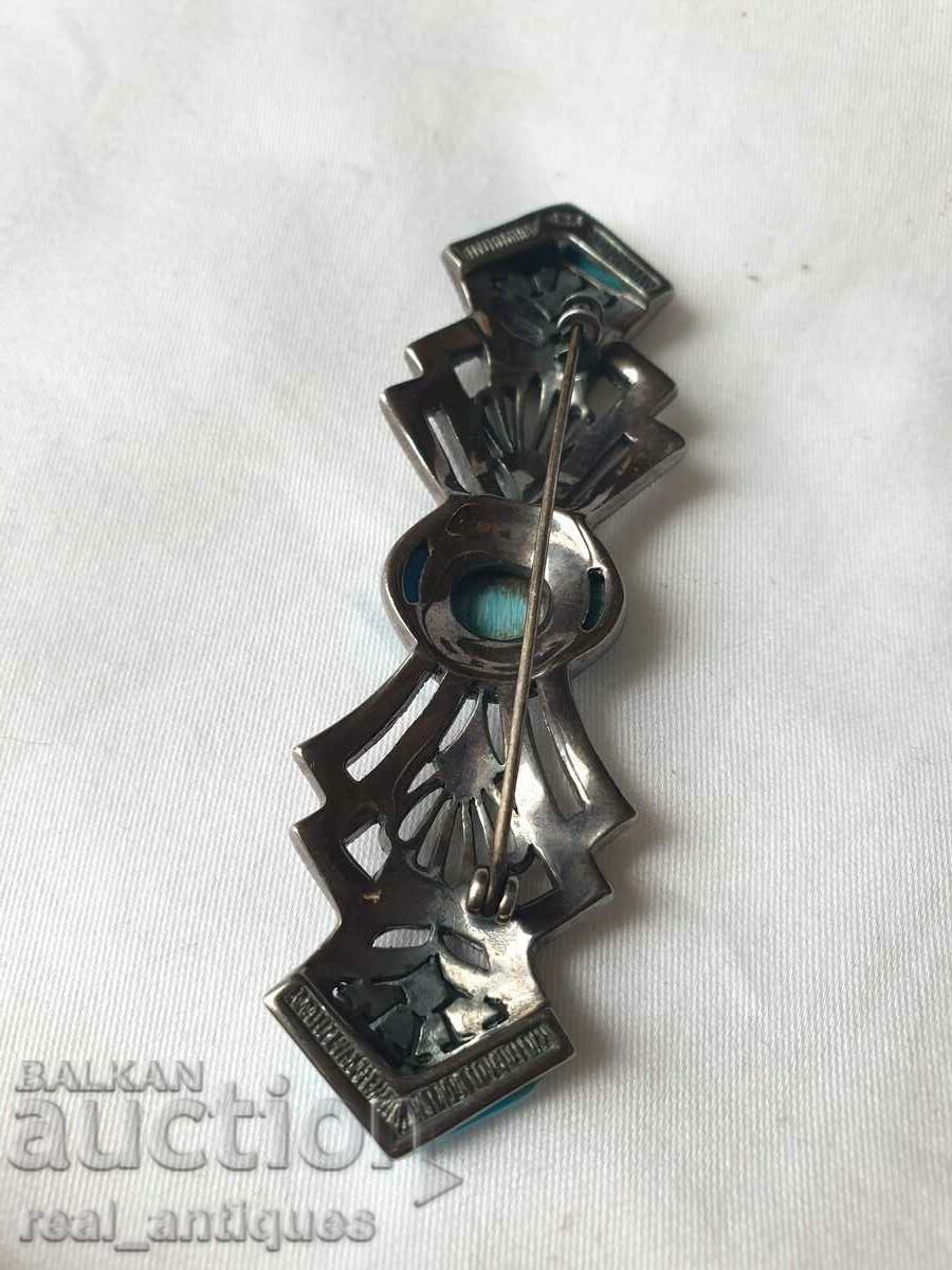 Доставка на Сребърна брошка с тюркоаз Доставка на Сребърна брошка с тюркоаз