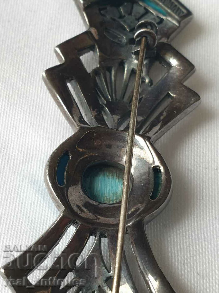 Сребърна брошка с тюркоаз - 5 Сребърна брошка с тюркоаз - 5