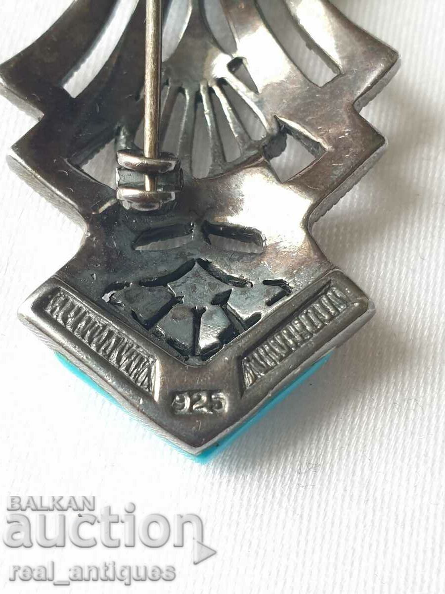 Сребърна брошка с тюркоаз - 6 Сребърна брошка с тюркоаз - 6