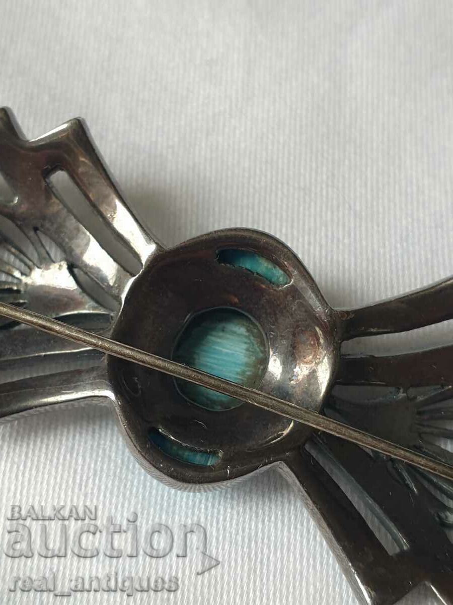 Сребърна брошка с тюркоаз - 7 Сребърна брошка с тюркоаз - 7
