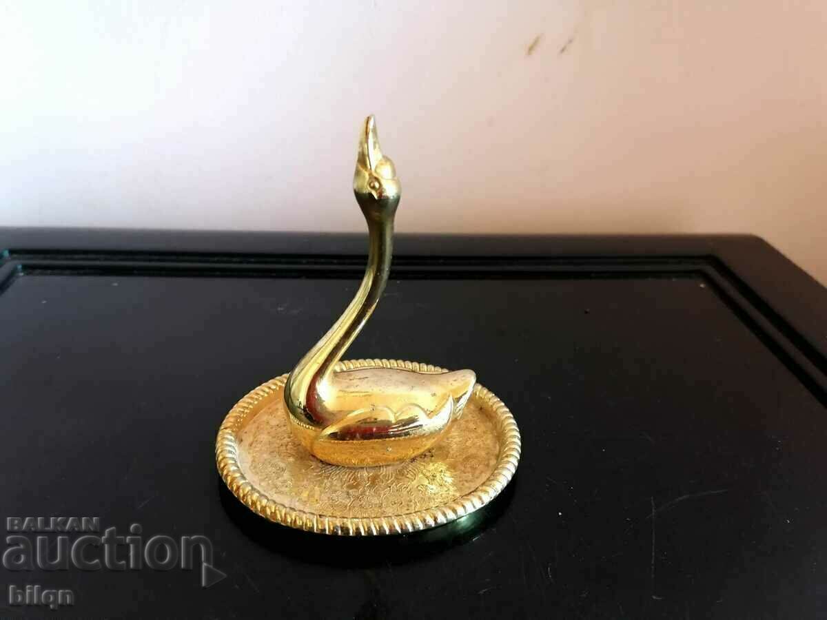 Old Gilded Swan Figurine