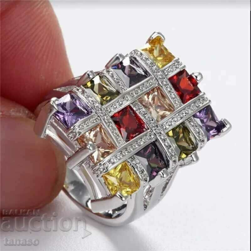 Ring with colored cubic zirconias with price 25.00 BGN | € 12.78 Ring with colored cubic zirconias with price 25.00 BGN | € 12.78