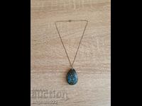 Natural painted stone pendant necklace