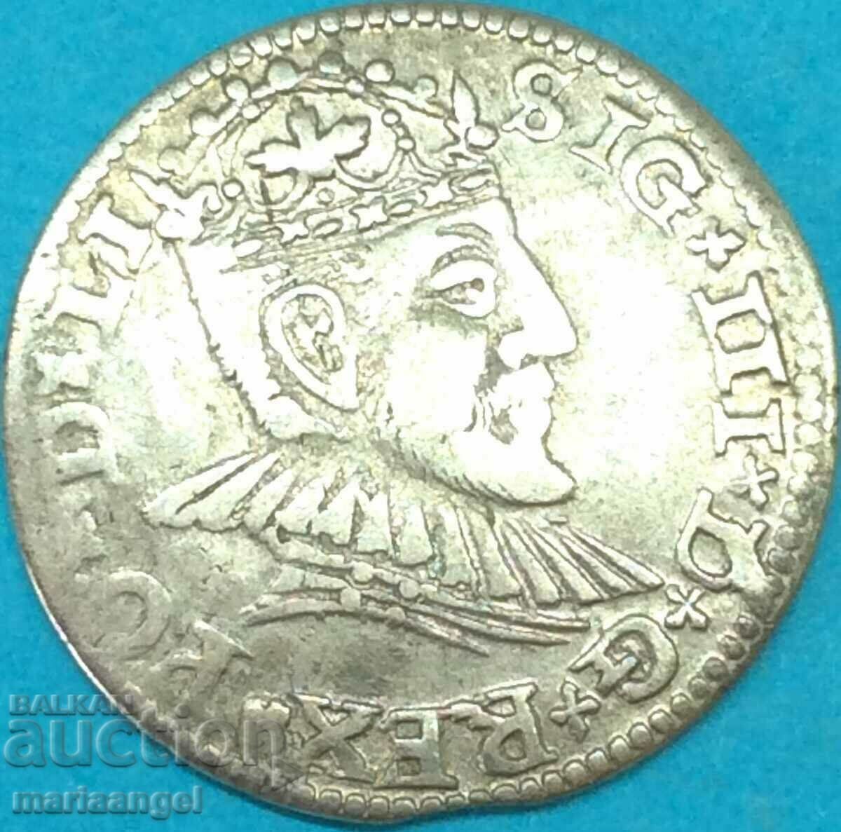Полша 3 гроша (трояк) 1590 Сигизмунд III сребро - рядка