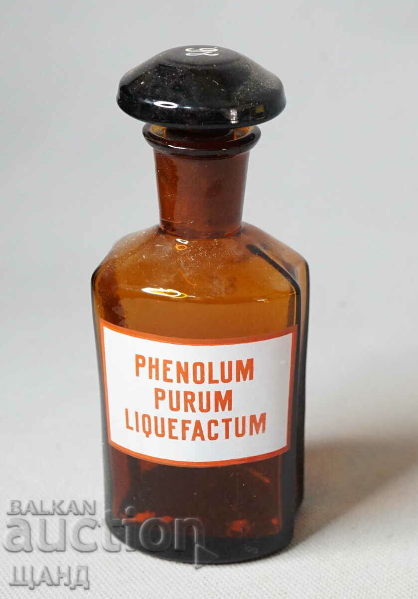 Old Glass Apothecary Bottle Jar Pharmacy LIQUEFACTUM