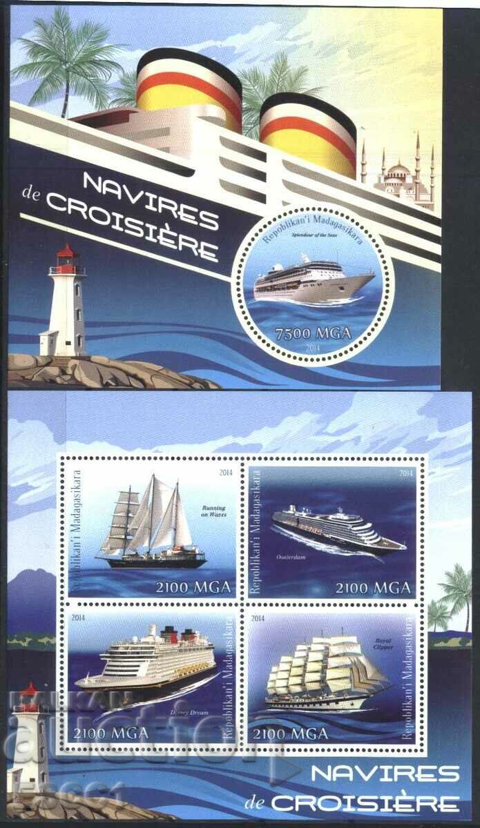 Clean stamps in small sheet and block Ships 2014 from Madagascar
