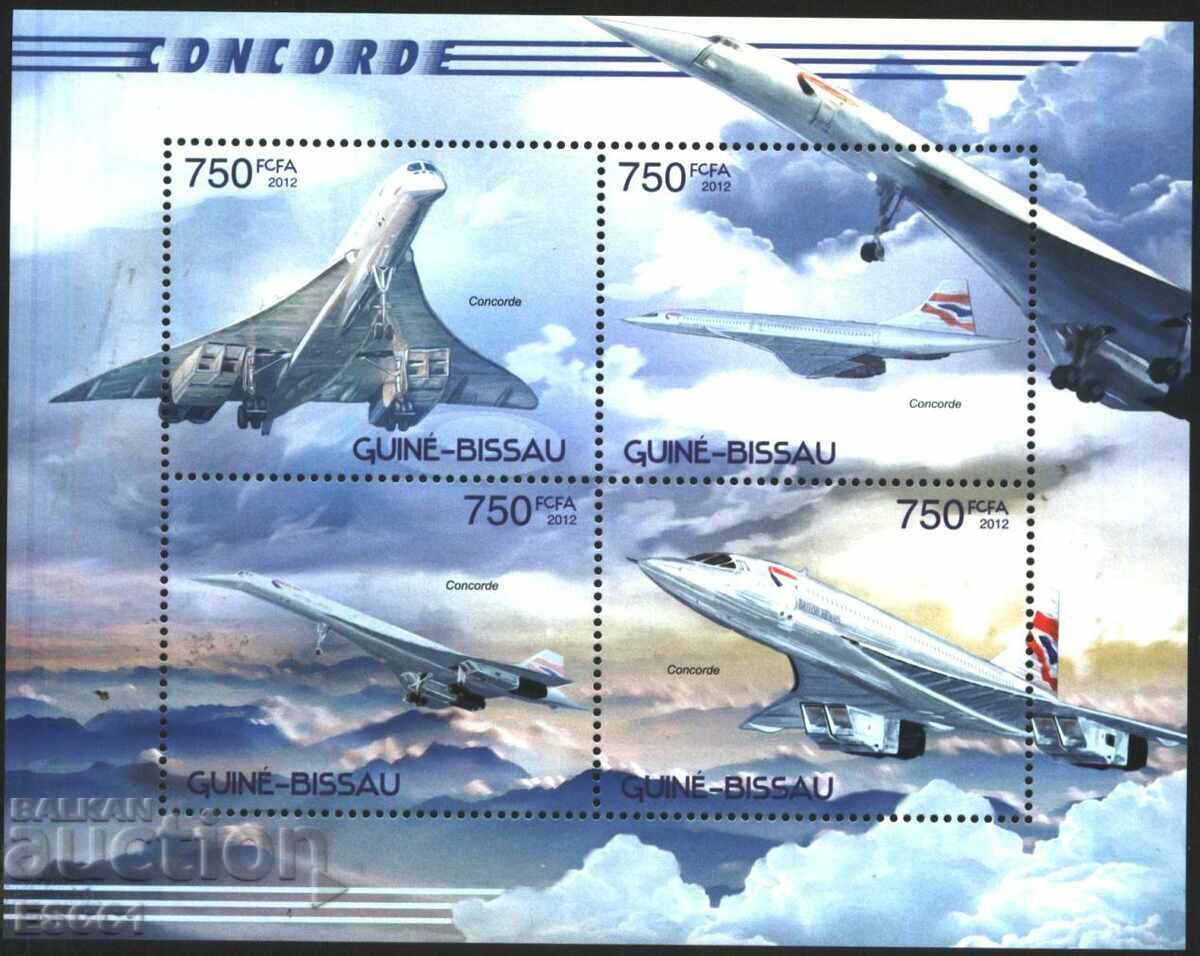 Чисти марки в малък лист Авиация Самолети 2012 Гвинея Бисау