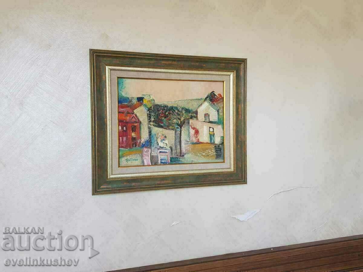 Auction Oil painting "City landscape" Bulgarian author Auction Oil painting "City landscape" Bulgarian author