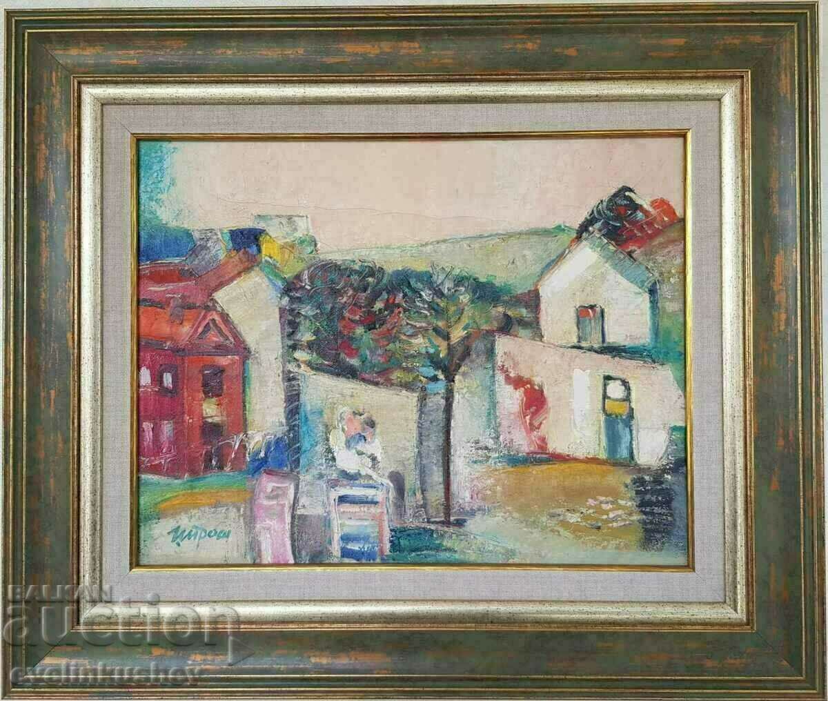 Oil painting "City landscape" Bulgarian author