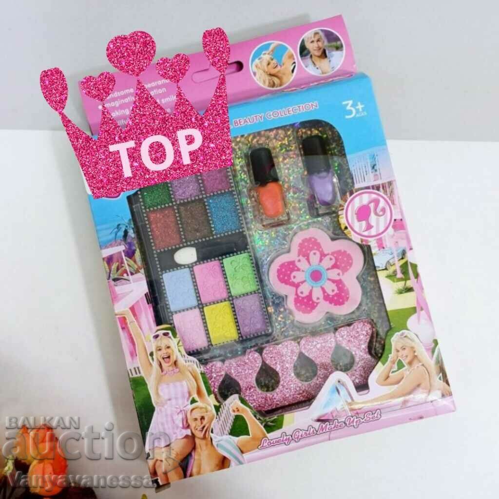 Set of children's make-up, shadows and nail polish with accessories