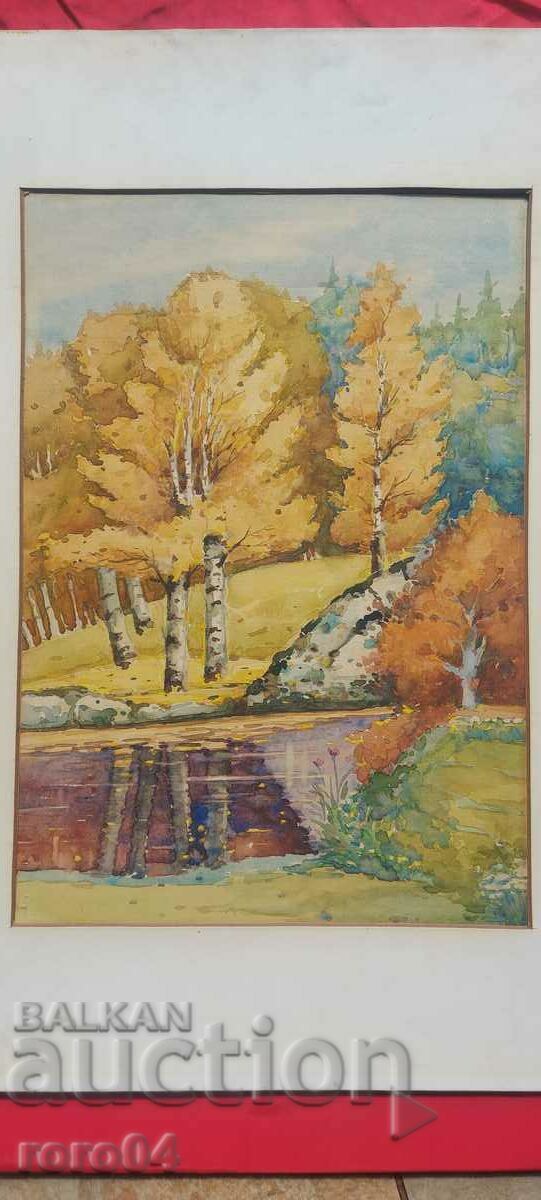 LARGE OLD WATERCOLOR IN THE STORK STYLE - 5 LARGE OLD WATERCOLOR IN THE STORK STYLE - 5