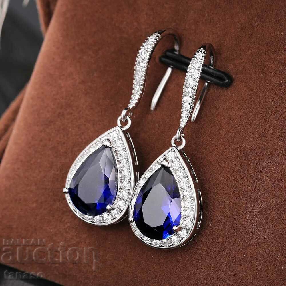 Delicate earrings with blue sapphires with price 25.00 BGN | € 12.78 Delicate earrings with blue sapphires with price 25.00 BGN | € 12.78