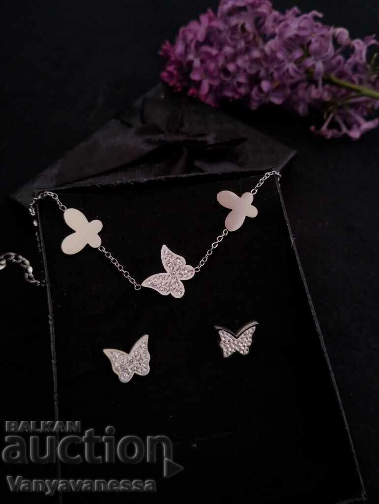 Fine Butterfly Necklace and Earrings Jewelry Set