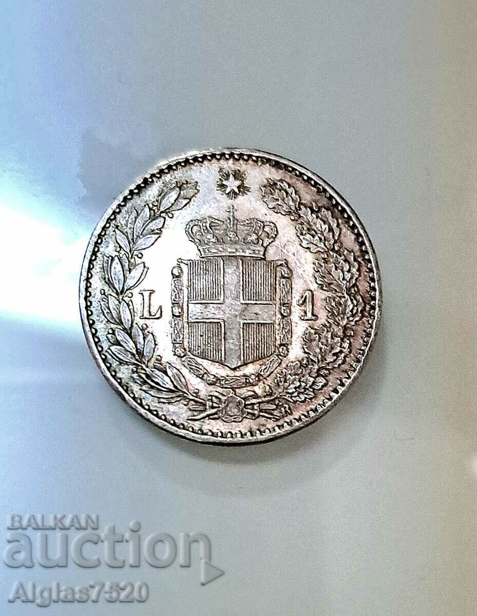 1 λίρα 1886/ασήμι/ Ιταλία