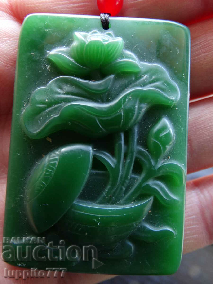BZC! 166.30 ct natural jade pendant FLORAL from 1 st.!!
