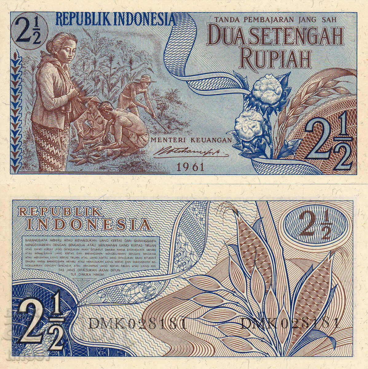 tino37- INDONEZIA - 2½ RUPIIE - 1961 - UNC