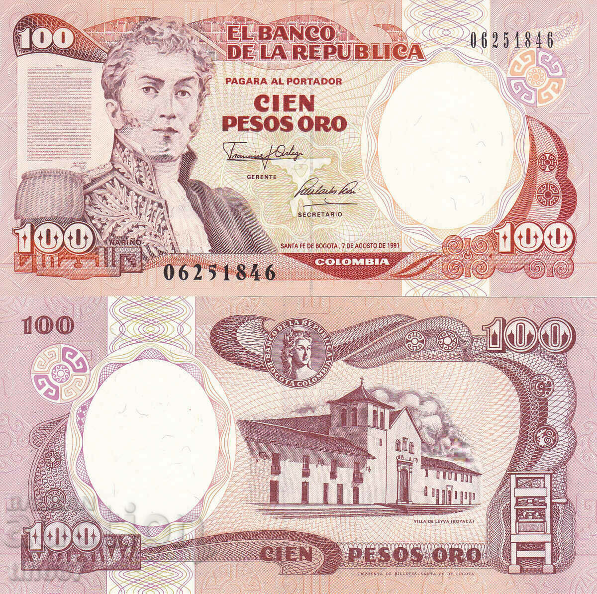 tino37- COLOMBIA - 100 PESOS ORO - 1991 - AU