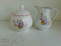 Bulgarian porcelain latiera and sugar bowl