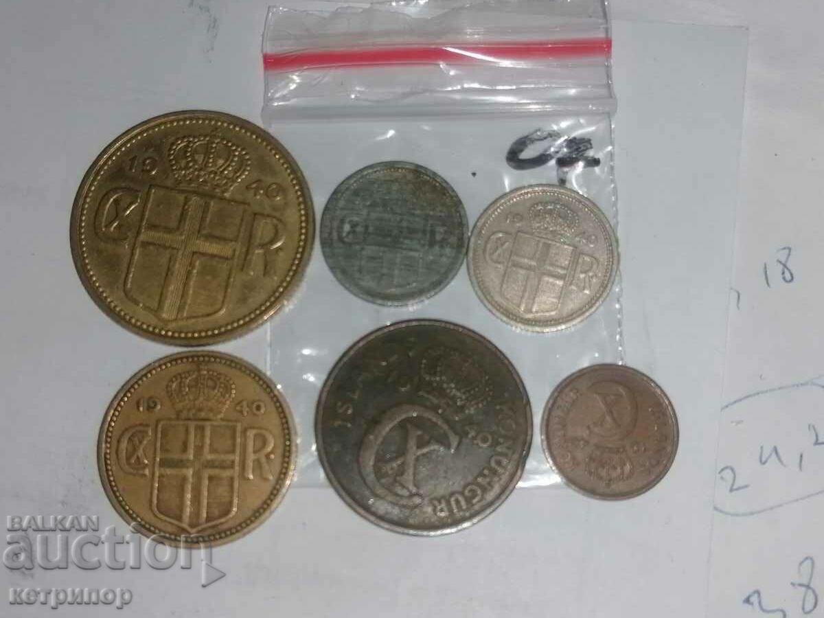 Lot of coins Iceland 1940-42 with price 19.80 BGN | € 10.12