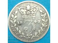 Great Britain 3 pence 1843 Maundy Victoria - rare