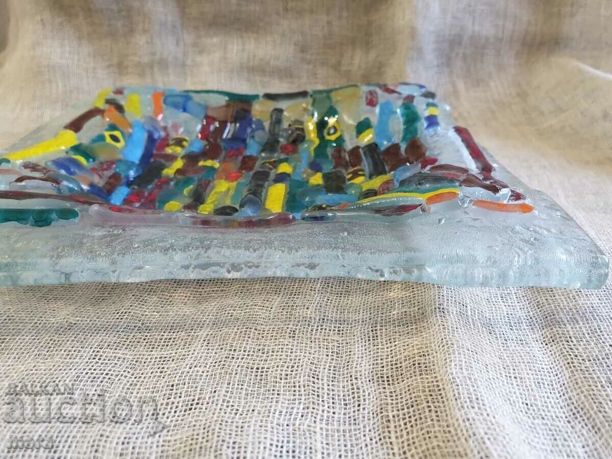 Design glass vessel made of colored embossed glass with price 40.00 BGN | € 20.45 Design glass vessel made of colored embossed glass with price 40.00 BGN | € 20.45