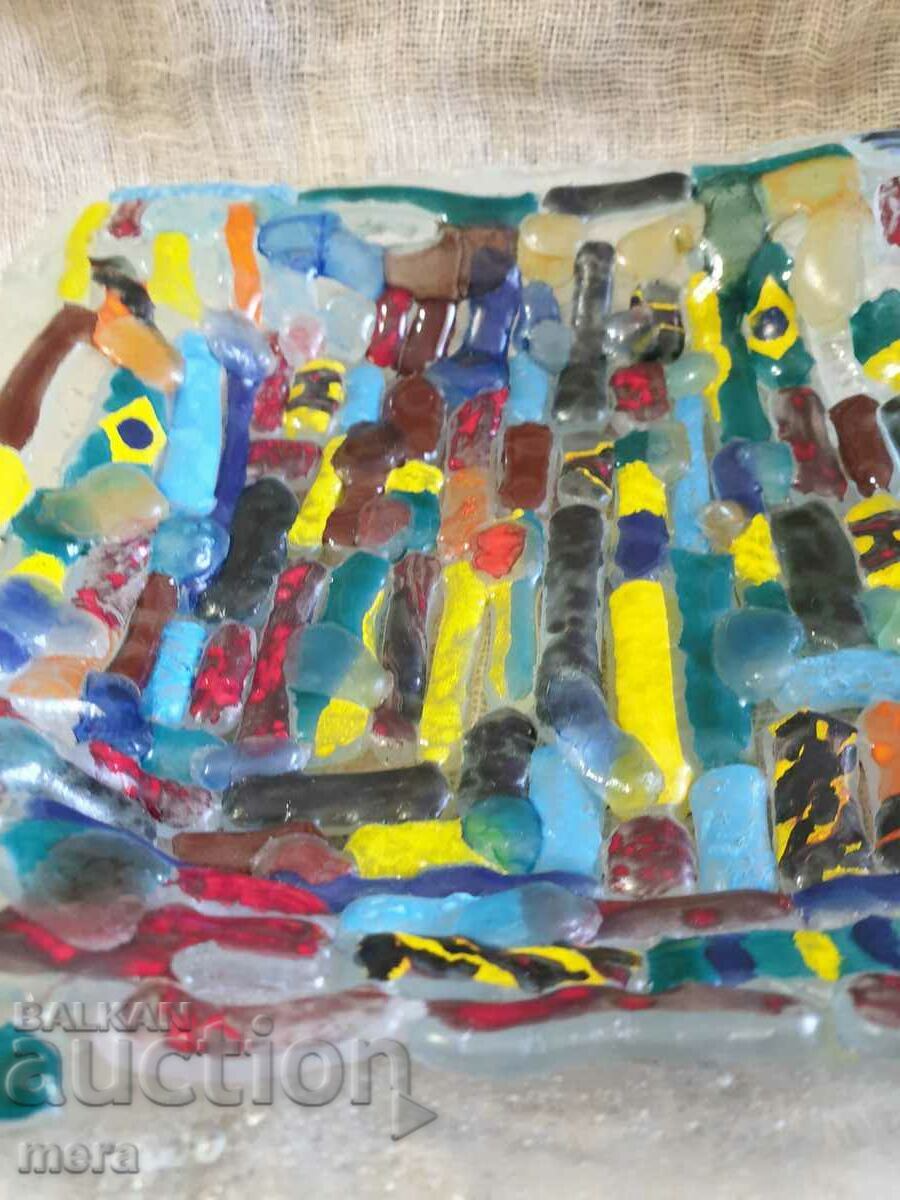 Auction Design glass vessel made of colored embossed glass Auction Design glass vessel made of colored embossed glass