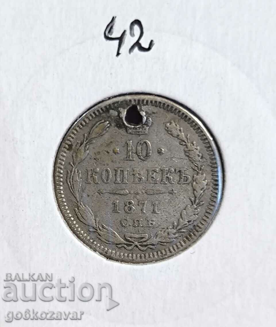 Rusia 10 copeici 1871 Argint!