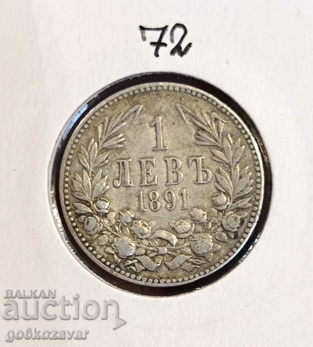 Bulgaria 1 lev 1891 Silver!