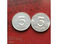 GDR 2 x 5 pfennig 1953A και E - ποιότητας