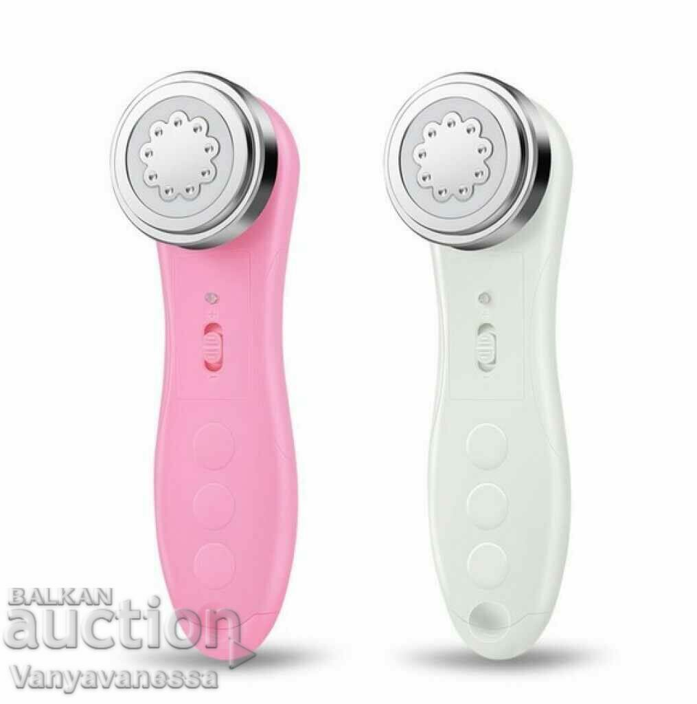 Facial massager for ultrasound therapy with LED light