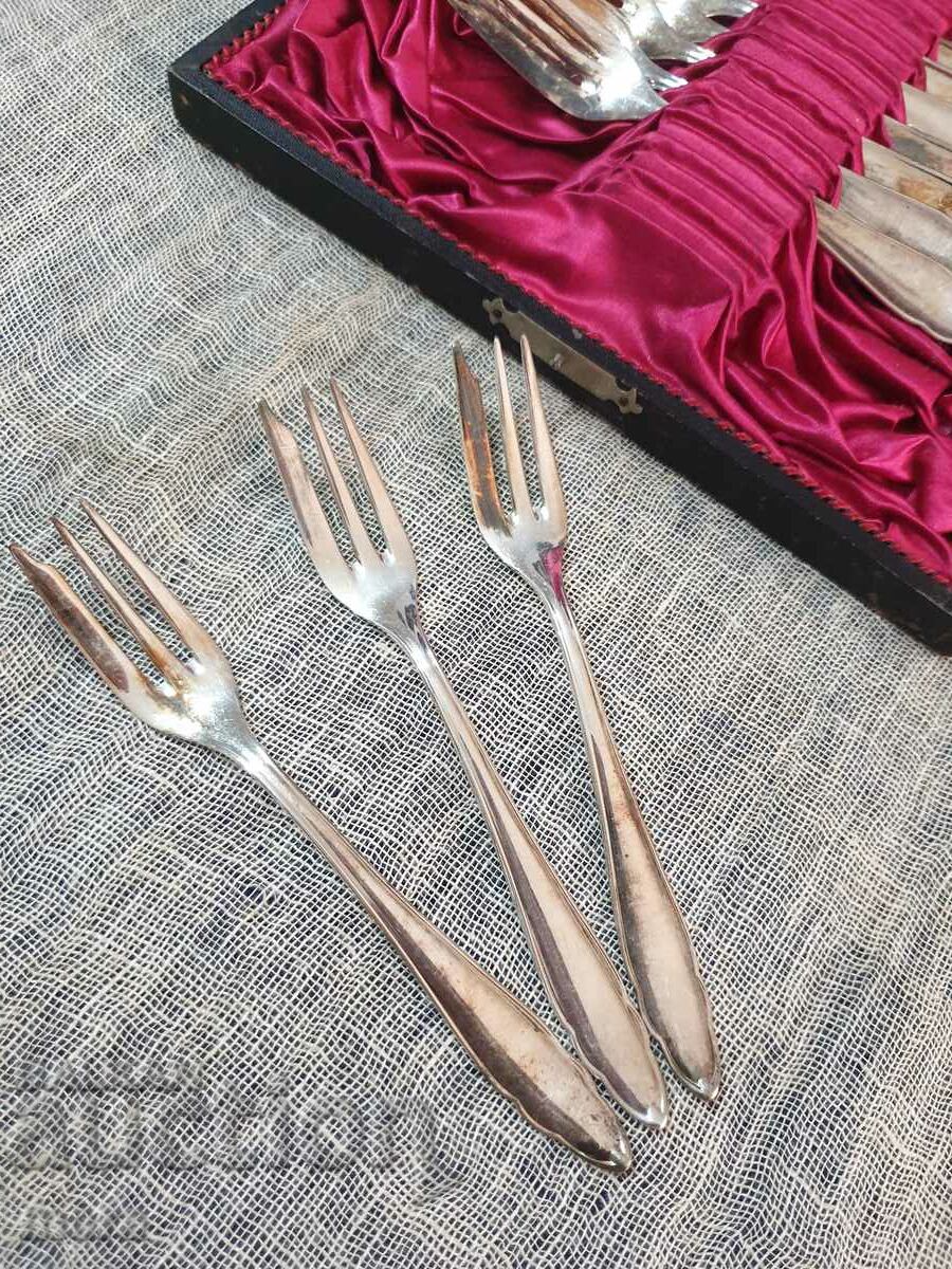 Vintage set of silver plated dessert forks - bruckmann - 6 Vintage set of silver plated dessert forks - bruckmann - 6