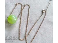 Silver necklace with uranium glass by Fenton glass