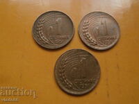 3 pieces 1 cent 1951