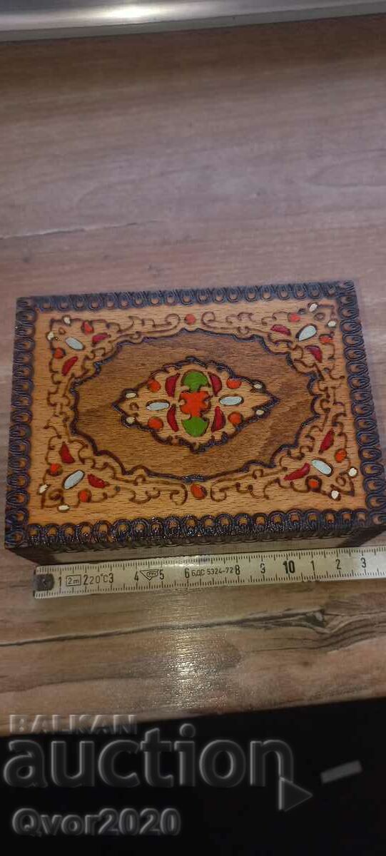 Wooden box with pyrograph