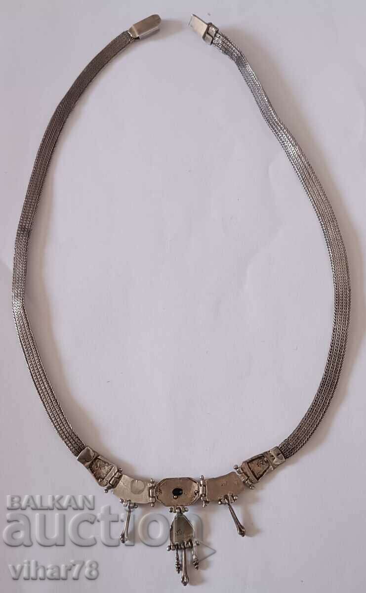 OLD SILVER NECKLACE WITH GARNET - 5 OLD SILVER NECKLACE WITH GARNET - 5