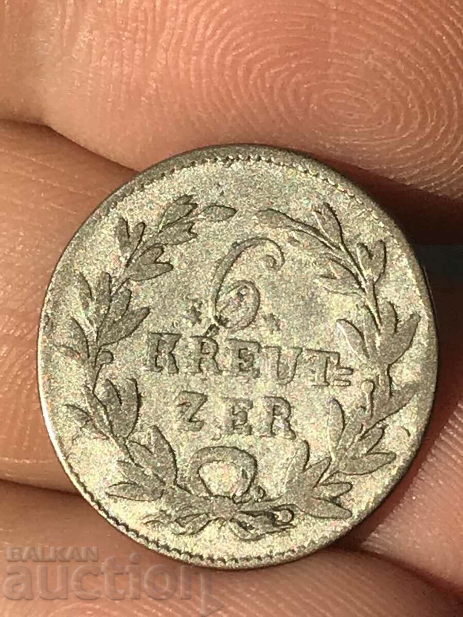 Germania Baden 6 Kreuzer 1815 argint