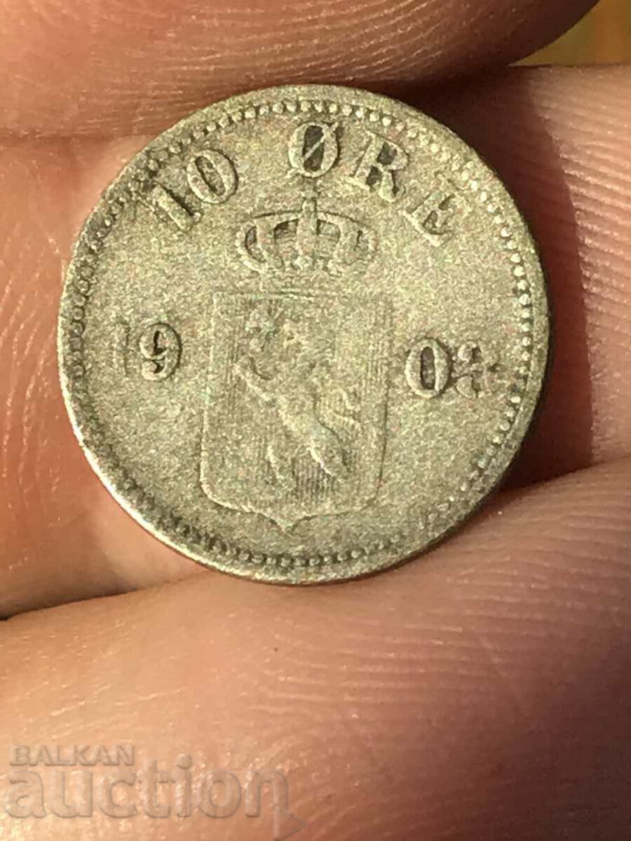 Норвегия 10 йоре 1903 сребро